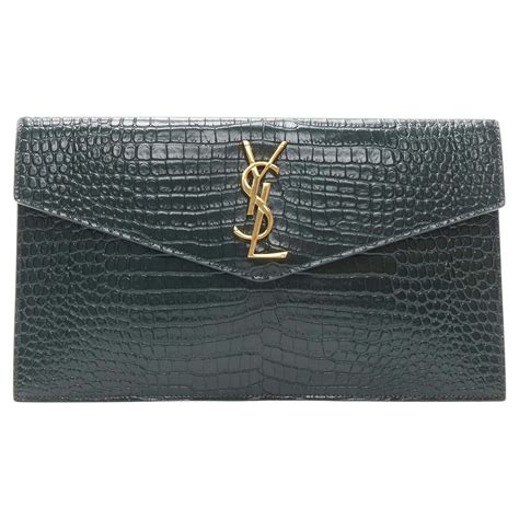 ysl green clutch|YSL crocodile clutch.